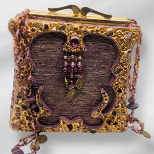 Mary Frances Unique Beaded Vintage Structured Bag with Beaded Shoulder Strap
