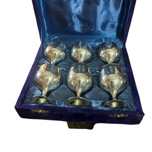 Vintage Set of 6 Silver Plate Goblets Approx. 2.75” T x 1.75” Diameter