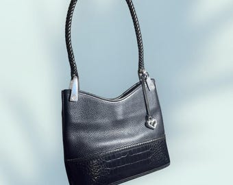 Brighton Gina Leather Hobo Style Leder Umhängetasche Geflochtener Henkel