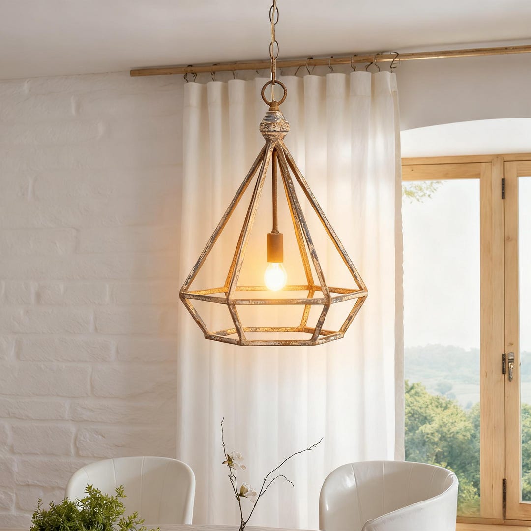Photo inspiration: Gallery Detail: Rustic Metal Pendant Light Geometric Lantern Chandelier Distressed