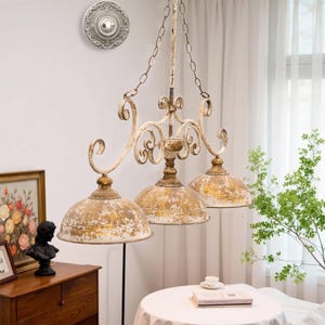 Chic Antique Chandelier Goudkleurig Wit Ijzer Iron Pendant Lamp Dining Table Pendant Lights High-end Restaurant Chandelier.