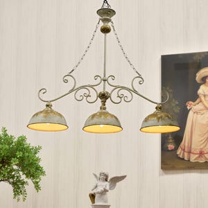Gold Distressed Finish Chandelier Three Light Chandelier Kitchen Island Chandelier Living Room Chandelier Decorative Lighting Home Decor