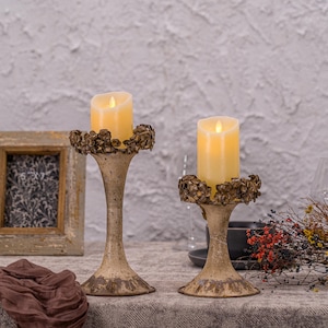 Rustic Decorative Candle Stands Flower Decorative Candle Holders Handmade Antique Finish Candle Holder Wedding Table Decor