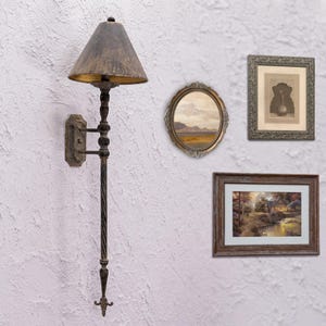 Older Black Brown Finish Wall Lamp Tall Distressed Wall Lamp Rustic Wrought Iron Sconce Industrial Style Wall Sconce Lighting Home Decor
