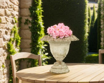 Macetas de hierro vintage, jarrones antiguos rústicos, macetas de estilo francés, decoración de jardín, macetas de escritorio