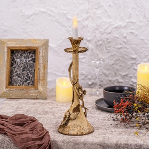 French Decor Candle Holder Floral Design Antique Candlestick Handmade Candlestick Dinner Party Decor Shabby Chic Decor