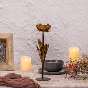 Elegant Lotus Candle Holder Antique Finish Candle Holder Ornate Candle Holder Shabby Chic Decor Rustic Wedding Decor
