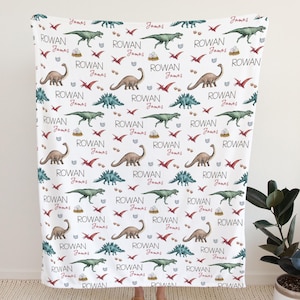 Dinosaur Personalized Blanket Baby Kids Blanket