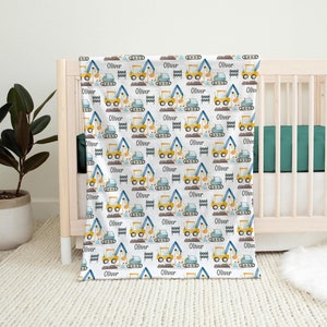 Construction Theme Personalized Baby Blanket