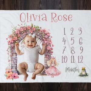 Princess Floral Baby Girls Milestone Blanket
