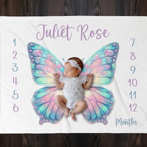Baby Milestone Blanket - Floral Wreath Monthly Baby Blanket - Newborn Gift - Baby Shower Gift for Girls