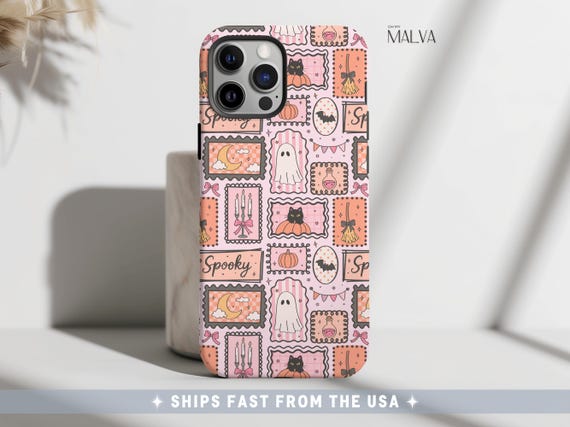 Whimsical Halloween Phone Case Pink Coquette Spooky Phonecase Girl iPhone 17 16 16e 15 14 13 MagSafe Samsung Galaxy S26 S25 Google Pixel 9 8