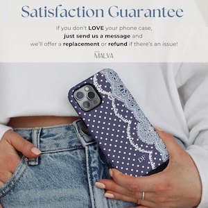 Personalized Lace Phone Case Initials Girly Coquette Phonecase Polka Dot iPhone Case 17 16 16e 15 14 13 MagSafe Samsung Galaxy S26 S25 Pixel image 9