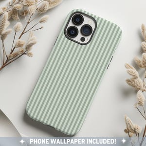 Sage Green Phone Case iPhone 16 15 14 13 12 Pro Max Phonecase Aesthetic Striped Phone Case Summer Phone Case Coastal Preppy Phonecase Beachy