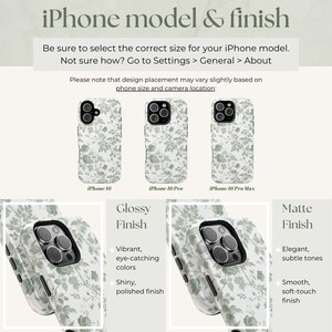 Custom MagSafe Floral Phone Case Flower Phone Case Personalized Name iPhone Case Toile de Jouy Green Monogram Phonecase Magnetic iPhone Case Bild 2