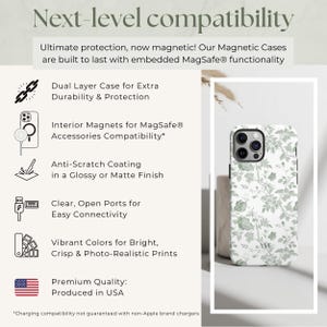 Custom MagSafe Floral Phone Case Flower Phone Case Personalized Name iPhone Case Toile de Jouy Green Monogram Phonecase Magnetic iPhone Case Bild 5
