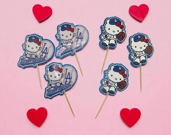 Adornos para cupcakes de gatitos de los Dodgers