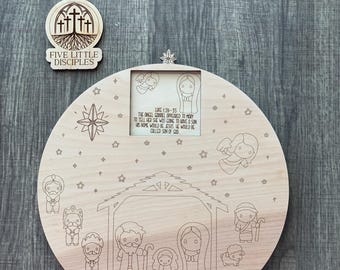 Nativity Christmas Story Rotating Wheel - Birth of Jesus Toy - Nativity Toy - Wooden Nativity - Children's Wooden Nativity