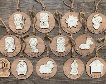 12 Days of Christmas Nativity Ornament Set - Story of Jesus' Birth - Nativity Ornament - Christmas Advent - True Meaning of Christmas