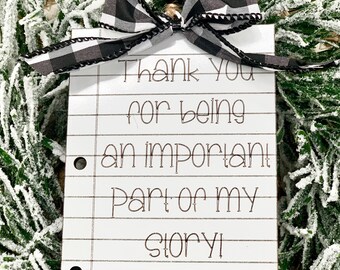 Teacher Thank You Ornament - Thank You Ornament - Teacher Gift - Book Page Ornament- Teacher Christmas Ornament-Teacher Gift-Neighbor-Friend