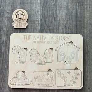 Nativity Wooden Puzzle - Bible Learning Tool - Christian - Birth of Jesus -  Christian Gift - Faith Puzzle -  Religious Puzzle - Bible Toy