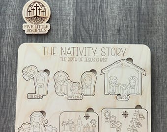 Nativity Wooden Puzzle - Bible Learning Tool - Christian - Birth of Jesus -  Christian Gift - Faith Puzzle -  Religious Puzzle - Bible Toy