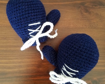 Down for the Count! (2) crocheted Boxing Gloves - keychain, ornament