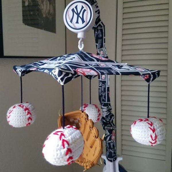 PLAY BALL Crocheted baseball Crib Mobile - CUSTOM - pick your color, pick your team!