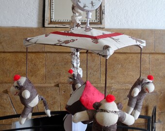 5 Piece Sock Monkey Crib Bedding Free Personalized Pillow Etsy