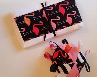 Urban Zoologie Flamingos print SET (2) Burp Cloths & Soft Ball