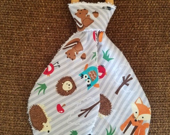 Baby Biter wooden teething ring - Woodland Creatures w/cotton terry