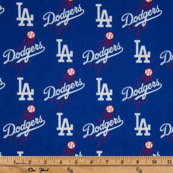 Los Angeles Dodgers MLB 100% cotton  fabric remnant 13" x 48"