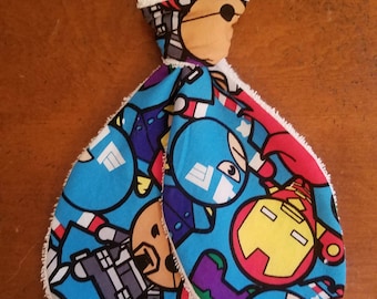 Kawaii Avengers Baby Biter wooden teething ring w/cotton terry