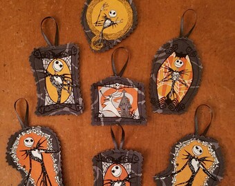 Nightmare Before Christmas fabric & felt ornaments - set of 4