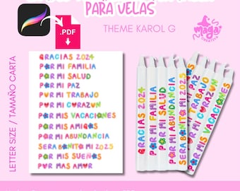 Karol G, Candle Template, New Year 2025, New Year Candle Tattoo, Karol G Candle Stickers, Tomorrow Will Be Beautiful, Candle Stickers.