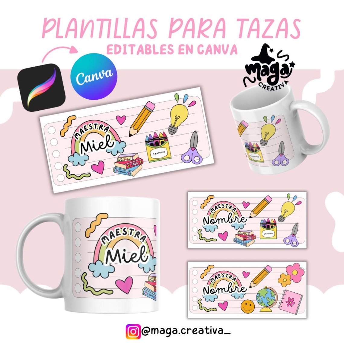 Plantilla para tazas de maestra, 11 OZ, regalo para maestra, plantilla