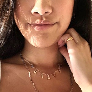 Colar com nome de letra pendurada, colar com nome de ouro, colar com nome de prata, colar personalizado, colar personalizado, gargantilha com nome