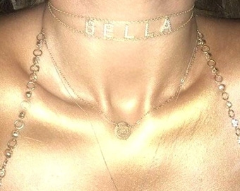 Sparkle Letter Name Choker, Name Collar, Customized Choker, Custom Choker, Custom Collar, Personalized Choker, Personalized Collar