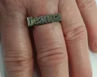 Anpassad namnring, Anpassad namnring, Stapelbar ring, Guldnamnring, Silvernamnring, Handskriftsring