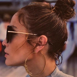 JLo Name Earrings, Personalized Name Hoops, Hoops With Name, Name Earrings Gold, Gold Name Earrings, Silver Name Earrings, Customized Hoops