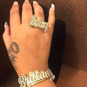 Ensemble bague et manchette, Ensemble jonc prénom, Ensemble bracelet prénom, Bracelet et bague, Ensemble bague, Bracelet prénom en or, Ensemble de bijoux, Ensemble de bijoux assortis