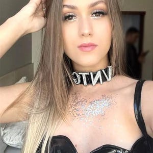 Gargantilla con letras personalizada, collar con letras, collar personalizado, gargantilla personalizada, gargantilla con letras de PVC, gargantilla de cuero, gargantilla personalizada
