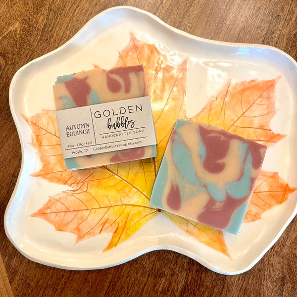 Autumn Equinox Handmade Soap, Artisan Bar, Natural Cold Process with Minimal Ingredients, Colorful Leaf Woodsy Fall Fragrance