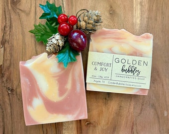 Comfort and Joy Handmade Soap, Artisan Cold Process Bar Soap, Natural Minimal Ingredients, Fall Winter Holiday scent