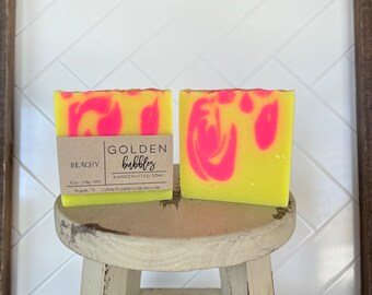 Handmade Soap, Beachy Artisan Bar, Vegan Natural Cold Process, Spring Easter Gift, Mother's Day Care package, Summer Neon Fun