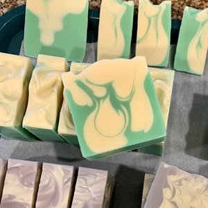 Eucalyptus Mint Handmade Soap, Natural Artisan made Cold Process, with Minimal Ingredients, Him or Her Care Package, Golden Bubbles Soap image 6