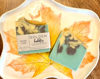 Sugarcane Handmade Soap, Natural Cold Process, Minimal Ingredients, Fall Autumn Scent, Thanksgiving Theme Artisan Bar Soap, Sweet Herbaceous
