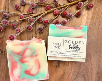 Apple Jack Handmade Soap, Natural Cold Process Artisan Bar Soap, Minimal Ingredients & No Harsh Chemicals, Gift for Him or Her, Self Care