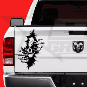 Vinyldekal med sköldpadda, Reaper Skull, passar Ram Chevy F150 Silverado Tundra.
