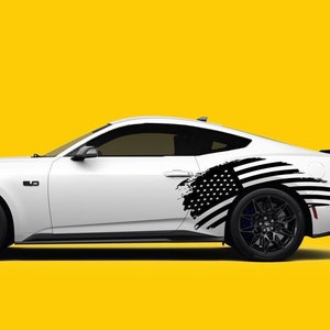 Calcomanía de vinilo extragrande con la bandera de EE. UU. desgastada para Ford Mustang GT
